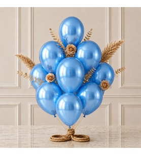 Mavi Renk Lateks Metalik Balon (30 cm) - 12 Adet