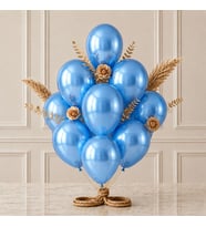 Mavi Renk Lateks Metalik Balon (30 cm) - 12 Adet