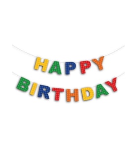 Renkli Bloklar Temalı Happy Bırthday Banner 2 Metre