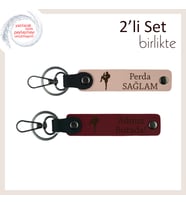 Kız Kardeşe Cesaret Figürlü Seçkin Tasarım, Tekvando Temalı Deri Anahtarlık, Yavru Ağzı-Bordo