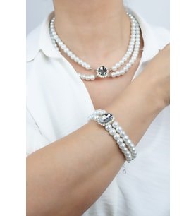 Kristal Taşlı Cam İnci Kolye Bileklik Set