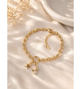 CM Jewelry Ay Yıldız Figürlü Gold Premium Çelik Bileklik