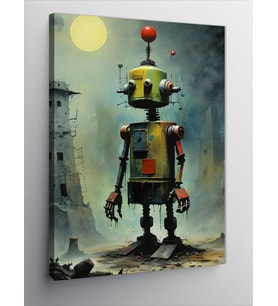 Kanvas Tablo Üzgün Robot Ve Dolunay