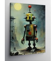 Kanvas Tablo Üzgün Robot Ve Dolunay