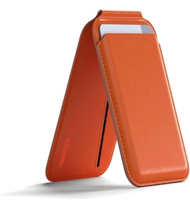 IPhone 12/13/14/15/16 Serileri için Manyetik Kartlık, Güçlü Mıknatıs, RFID Koruma, Premium Deri, 3 Kart Kapasiteli, Şık & Hafif Tasarım (Turuncu, Modern)
