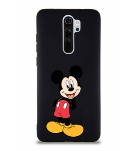 Xiaomi Redmi Note 8 Pro Soft Premier Kapak Mickey Mouse-B Tasarımlı Silikon Kılıf - Siyah (Şeffaf)