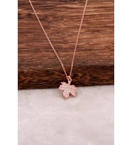 Çınar Yaprağı Tasarım Gümüş Kolye 6515 (Rose)