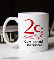 BK Gift 29 Ekim Temalı Beyaz Kupa Bardak-10, Arkadaşa Hediye , 29 Ekim Hediyesi, 100.Yıl Hediyesi