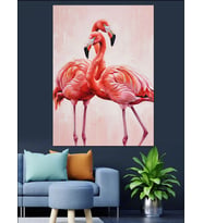 Pembe Flamingo Kuşları Resmi Dekoratif Kanvas - Mdf Ahşap Tablo