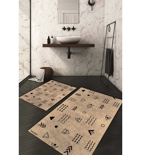 Dijital Baskılı Kaymaz Taban Yıkanabilir 2'li Klozet Takımı Banyo Paspası NDKZ-HT-694 (Kahverengi)