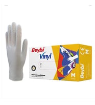 Beybi Vinil Şeffaf Muayene Eldiveni Pudrasız ( M ) 1 Kutu