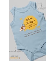 Beni Öpme Bende Mi? Evet Sende Baskılı Bebek Zıbını – Çıtçıtlı Body  %100 Pamuk Sıfır Kol (Bebek Mavisi)