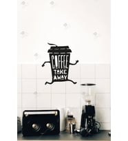 Coffee Take Away Kahve Temalı Duvar Dekorasyonu Ahşap (Siyah)