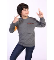 Toontoy Erkek Çocuk Kolu Baskılı Sweatshirt (Antrasit Melanj)