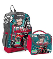 Coral High 2li Set Motor Desenli Okul Çantası Beslenme 23764