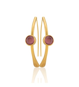 Kadir Jewellery 22 Ayar Altın Kaplama Kadın Taşlı Küpe -El İşçiliği Ve Hipoalerjenik Küpe