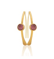 Kadir Jewellery 22 Ayar Altın Kaplama Kadın Taşlı Küpe -El İşçiliği Ve Hipoalerjenik Küpe