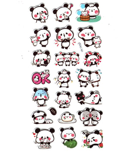 Sticker Kabartmalı Stiker Çıkartma Etiket (XHC167)-18x9 cm- Komik panda