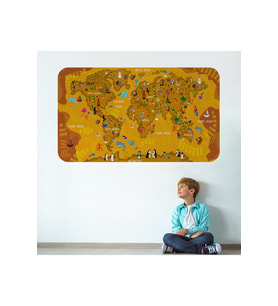 Eğitici Dünya Haritası Dünya Atlası Çocuk Ve Bebek Odası Duvar Sticker-3781-60x105