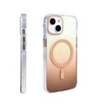 Coverzone iPhone 14 i�in K?l?f MagSafe ile uyumlu Transparan Renk Ge�i?li Z-Toros M-safe Kablosuz ?arj destekli Gradyan Tasar?m IPHONE 14 ?LE UYUMLU KILIF Gold