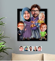 BK Gift Kişiye Özel Aile Karikatürlü 3D Ahşap Tablo-8
