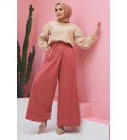 1155-Acelina Pantolon Etek Gül Kurusu