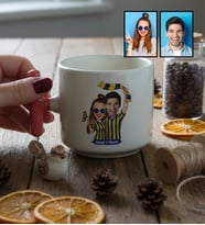 Kişiye Özel Karikatürlü Sarı Lacivert Taraftar Sevgiliye Hediye T Kupa Sevgililer Günü Hediyesi