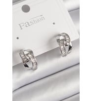 Pirinç Gümüş Renk Zirkon Taşlı Zincir Model Kadın Küpe 5886