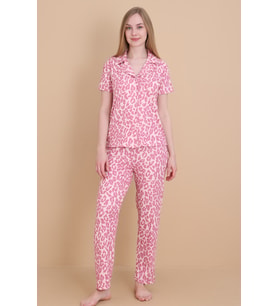 Mirano 9510-26 Desenli Pegasus Kumaş Düğmeli Kısa Kolu Kadın Pijama Takımı
