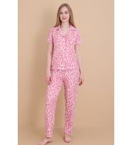Mirano 9510-26 Desenli Pegasus Kumaş Düğmeli Kısa Kolu Kadın Pijama Takımı