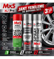 MxS Jant Yenileme ve Boyama Seti 3’lü – Jant Temizleyici + Gri Astar + Metalik Gümüş Jant Boyası