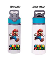 Mario Baskılı Pipetli Metal Suluk 650ml - 001