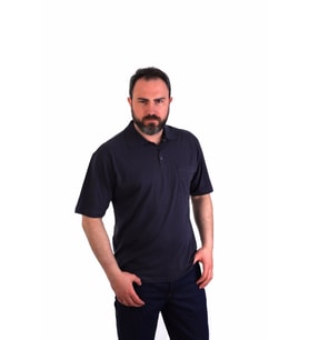ESERIS - Polo Yaka Kısa Kol Pike Tişört - Lacivert - Cepli