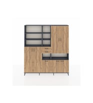 Arges Gardrop 17 Raflı 2 Çekmeceli 7 Kapaklı 220x30x243 Antrasit-Çam