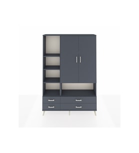 Arges Gardrop 8 Raflı 4 Çekmeceli 2 Kapaklı 132x30x195 Antrasit-Antrasit