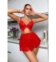 Özel Seri Transparan İnce Tül Fantezi Şık Büyük Küçük Beden Kırmızı Valentine's Tasarım Gecelik