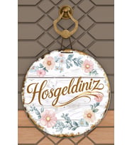 Modern Dijital Baskı Reenkli Beyaz Vintage Kapı Süsü