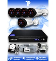 PICAM 5 Kameralı Uzay 5 Dış Kamera Set 500 GB HDD Full HD Gece Görüşlü Güvenlik Kamerası Sistemi