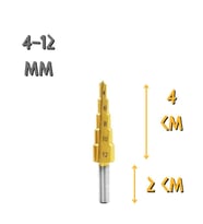 Kupa Tyson Çam Panç Kademeli Matkap Ucu - 4-12 mm. (Sarı)