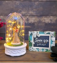 Led Işıklı Tasarım Fanus ve Senin İçin İyi Ki Varsın Kartı Hediye Seti (Model 5)