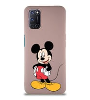 Oppo A72 Soft Premier Kapak Mickey Mouse-E Tasarımlı Silikon Kılıf - Pudra (Şeffaf)