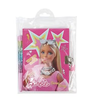 CEM BARBIE B-2401 RENKLİ PULLU KALEM + 13X18cm ÇİZGİLİ KİLİTLİ HATIRA DEFTERİ SET