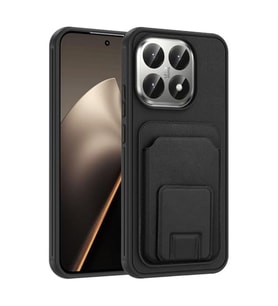 Coverzone Xiaomi 15T ile Uyumlu K?l?f Z-Bikart Kart B�lmeli Standl? Kilif, Deri Dokulu Y�zey, Darbe Emici Kenar Koruma, Arka Kapak Tasar?m? Xiaomi 15T kilif Siyah