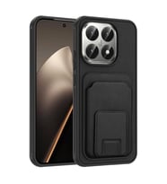 Coverzone Xiaomi 15T ile Uyumlu K?l?f Z-Bikart Kart B�lmeli Standl? Kilif, Deri Dokulu Y�zey, Darbe Emici Kenar Koruma, Arka Kapak Tasar?m? Xiaomi 15T kilif Siyah