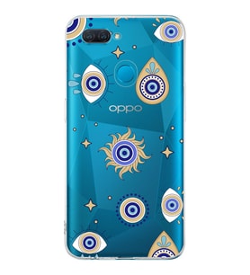 PrintiFy Oppo AX7  ile Uyumlu 1mm Slim Fit Nazar Boncuğu 5 Baskılı Şeffaf  Kılıf