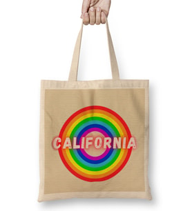 California Vintage Retro Style Art Bez Çanta Uzun Saplı