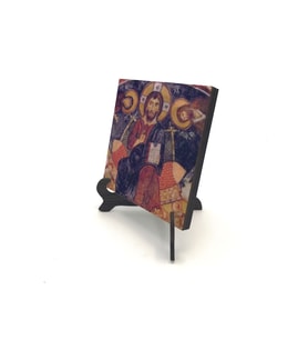 Kapadokya Göreme Karanlık Kilise Freski - Deesis Baskılı MDF Masaüstlük 10X10