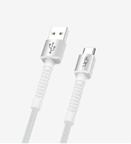 K552 Safe 3A Örgülü Metal Başlı USB'den Type-C'ye Şarj Kablosu Beyaz