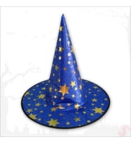 Yıldız Desenli Hallloween Cadı Şapkası, 38cm - Lacivert (STD)