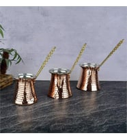 Dövme Bakır Cezve Seti 3 Lü Set 2-4-5 Kişilik Cezve Set